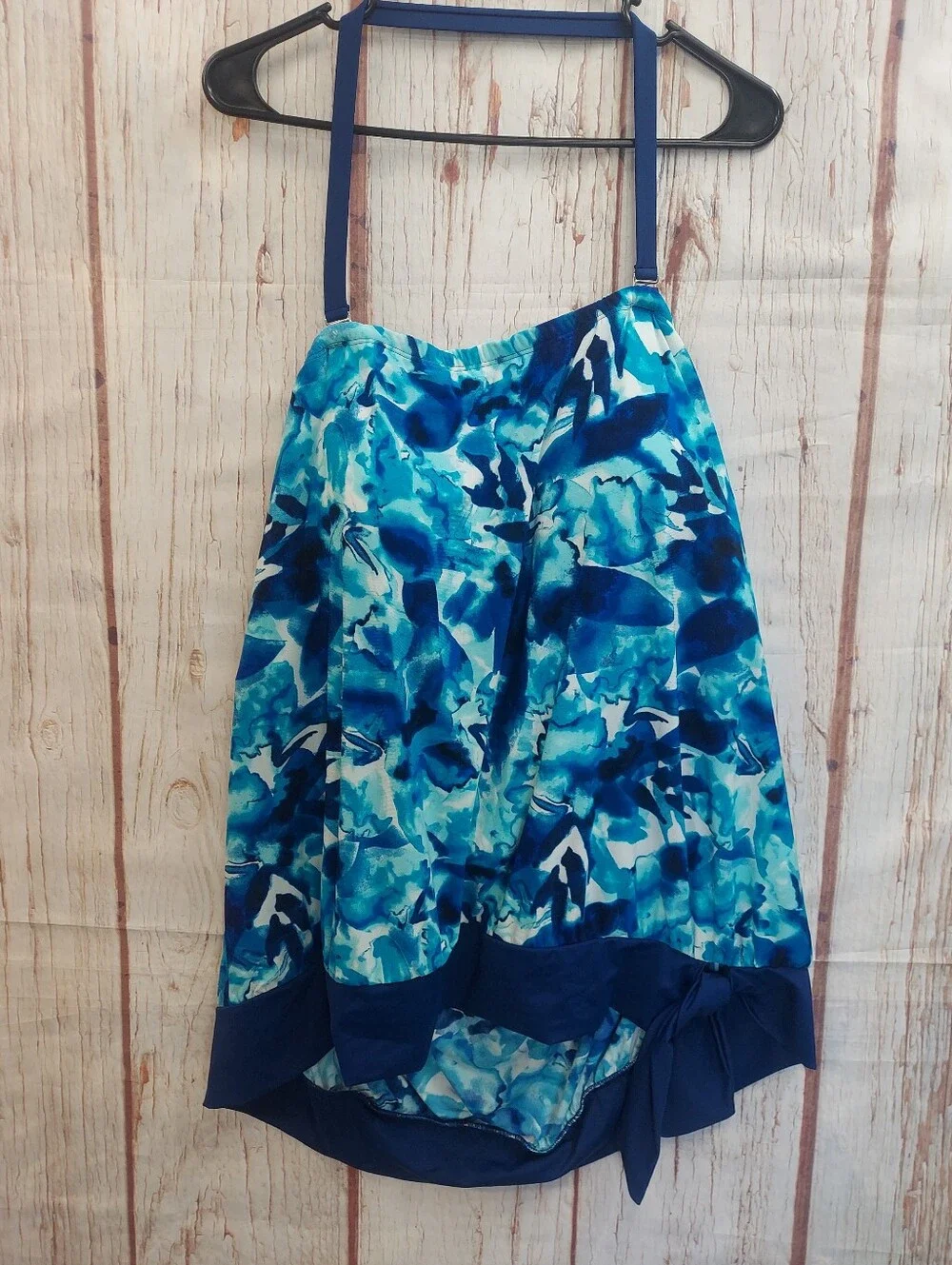 Bal Harbour Blue Abstract Halter Swim Tankini Top
